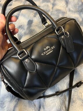 NWOT Coach Rowan Satchel black puffy diamond quilted nappa leather (Retail $498)